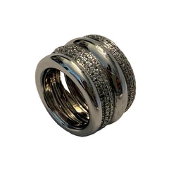 Bague Bandeau POMELLATO "Tubolare" en or blanc et diamants - Castafiore