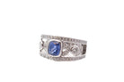 Bague bandeau saphir et diamants en platine - Castafiore