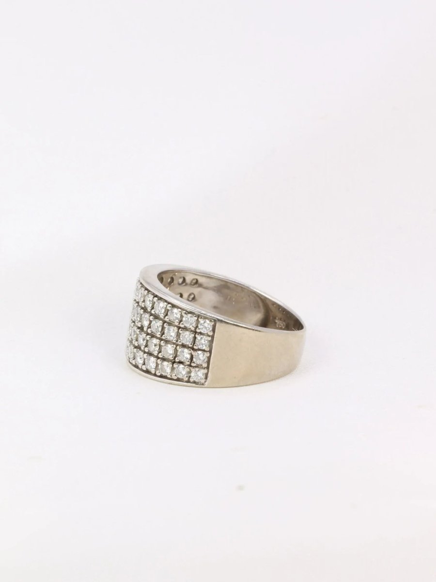 Bague bandeau vintage en or blanc et diamants - Castafiore