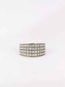 Bague bandeau vintage en or blanc et diamants - Castafiore