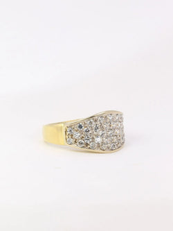 Bague bandeau vintage or jaune diamants - Castafiore