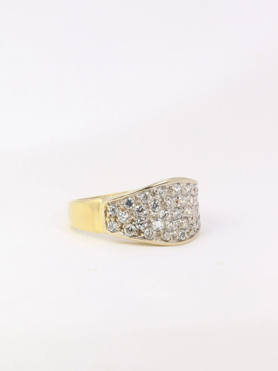 Bague bandeau vintage or jaune diamants - Castafiore