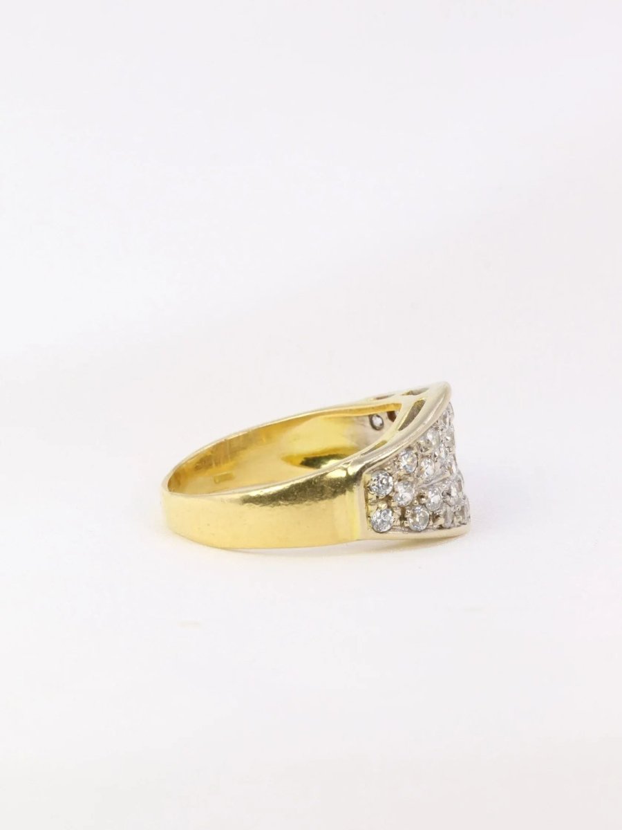 Bague bandeau vintage or jaune diamants - Castafiore