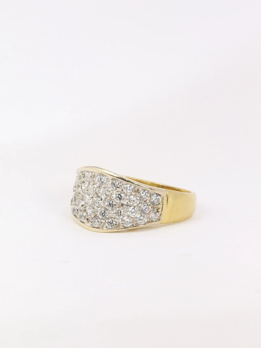 Bague bandeau vintage or jaune diamants - Castafiore