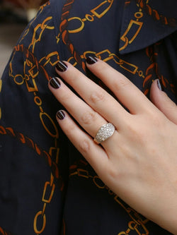 Bague bandeau vintage or jaune diamants - Castafiore