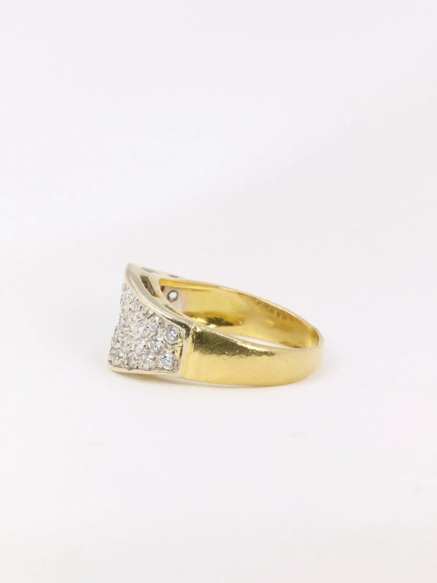 Bague bandeau vintage or jaune diamants - Castafiore