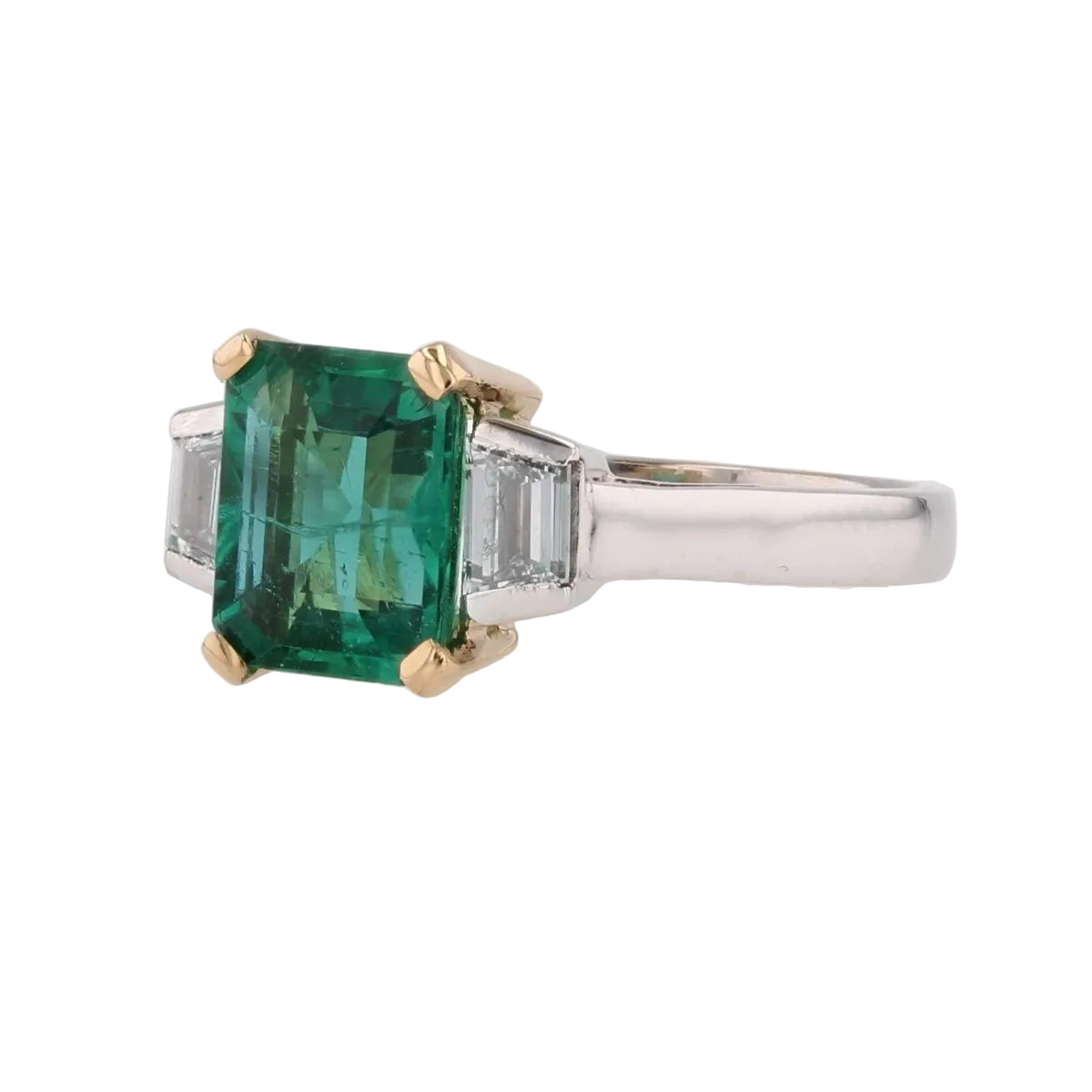 Bague BAUME Émeraude et diamants en or blanc et or jaune - Castafiore