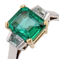 Bague BAUME Émeraude et diamants en or blanc et or jaune - Castafiore