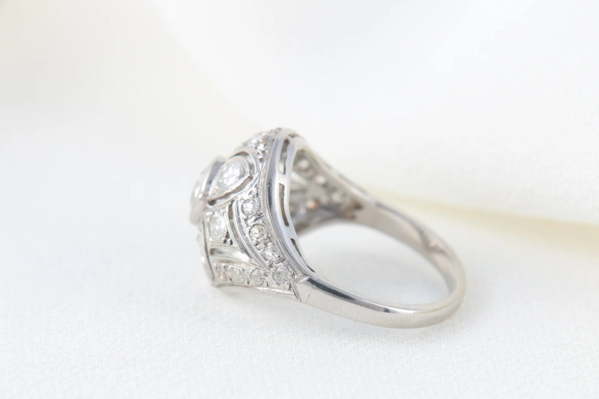Bague Belle Epoque 1920 en Platine et Diamants - Castafiore