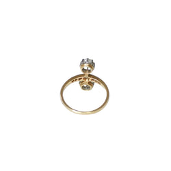 Bague Belle Epoque aigrette en or jaune et platine avec diamants - Castafiore