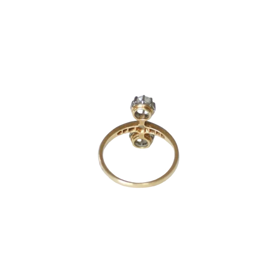 Bague Belle Epoque aigrette en or jaune et platine avec diamants - Castafiore