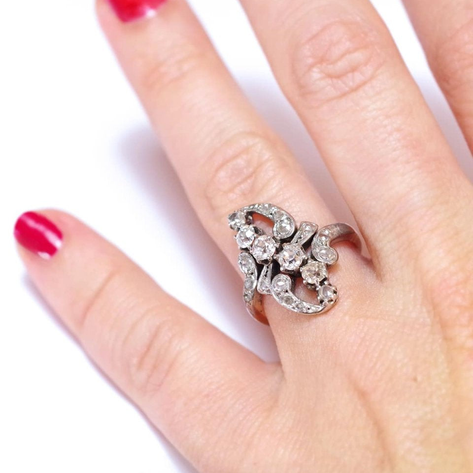 Bague Belle Epoque diamants en or - Castafiore