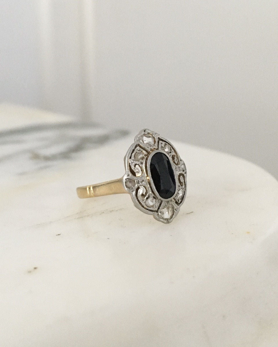 Bague Belle Époque en or jaune 18K et platine - Castafiore