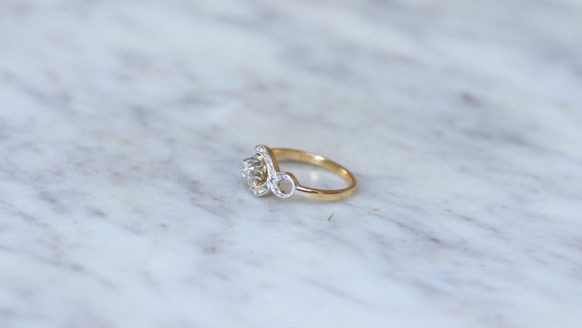Bague Belle Epoque Infini Diamants sur Or et Platine - Castafiore