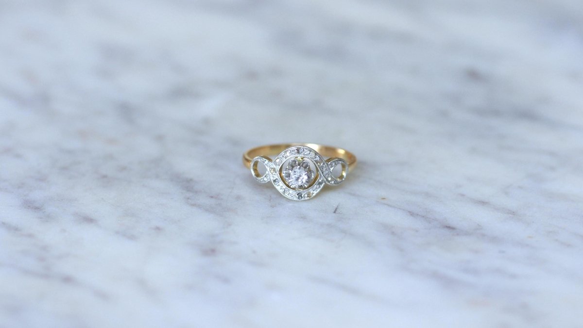 Bague Belle Epoque Infini Diamants sur Or et Platine - Castafiore