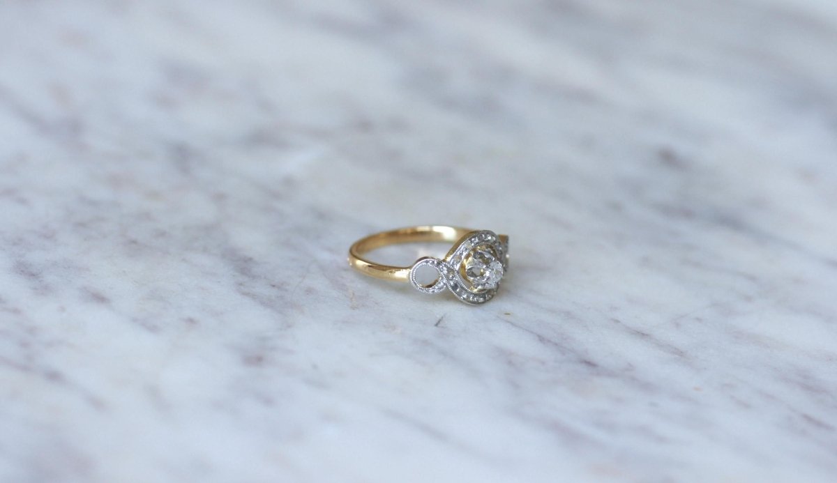 Bague Belle Epoque Infini Diamants sur Or et Platine - Castafiore