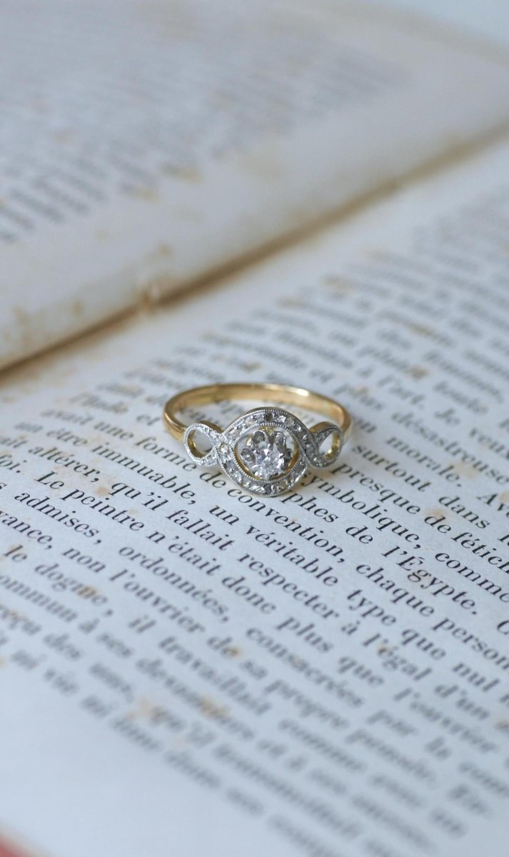 Bague Belle Epoque Infini Diamants sur Or et Platine - Castafiore