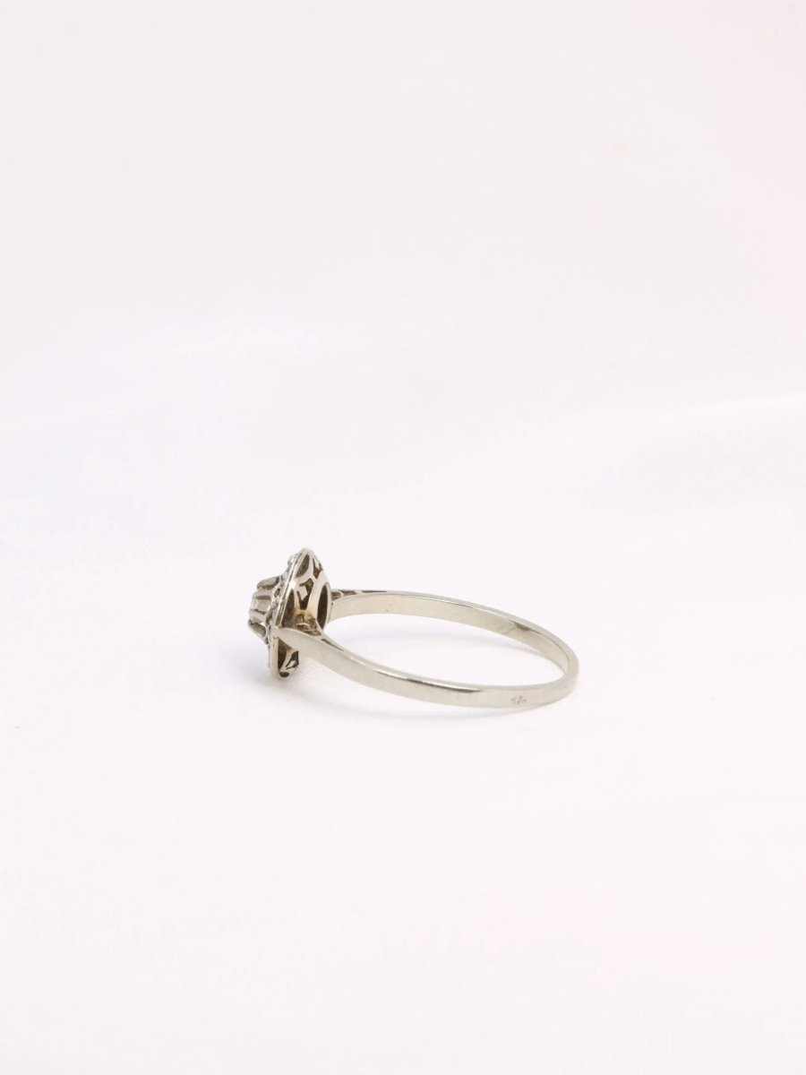 Bague Belle Epoque or platine diamants taille ancienne 0,15 ct - Castafiore