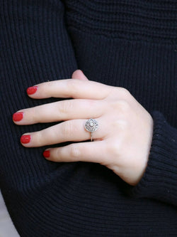 Bague Belle Epoque or platine diamants taille rose - Castafiore