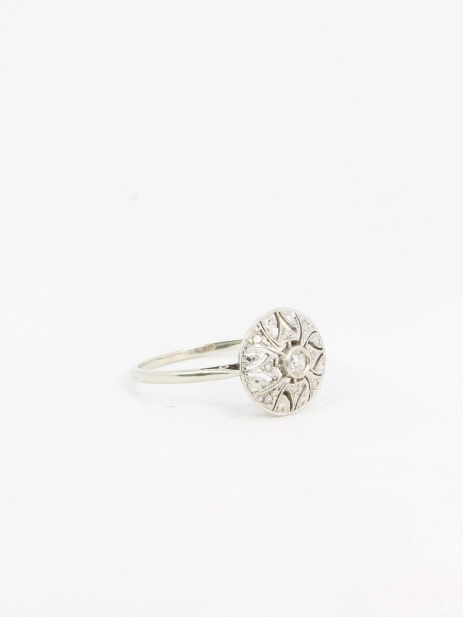Bague Belle Epoque or platine diamants taille rose - Castafiore