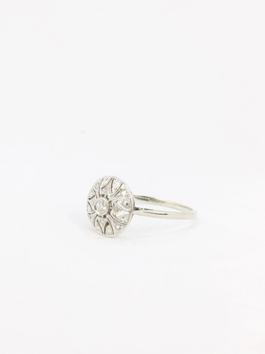Bague Belle Epoque or platine diamants taille rose - Castafiore