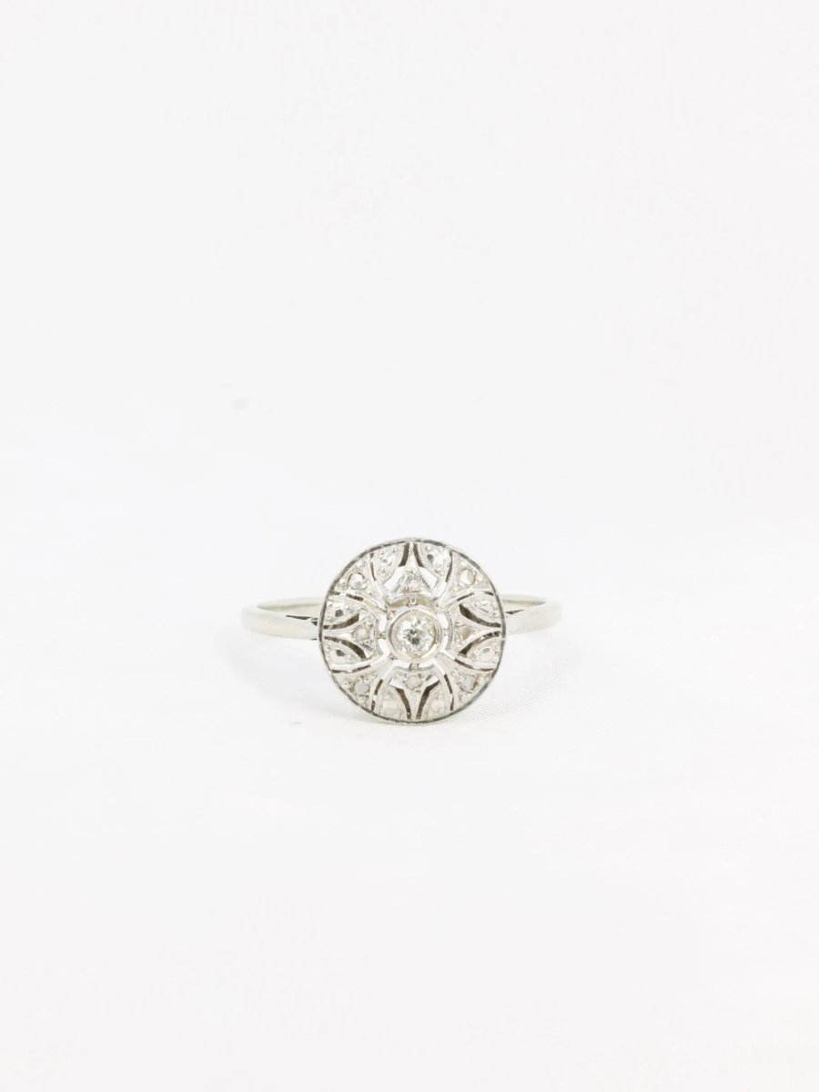 Bague Belle Epoque or platine diamants taille rose - Castafiore