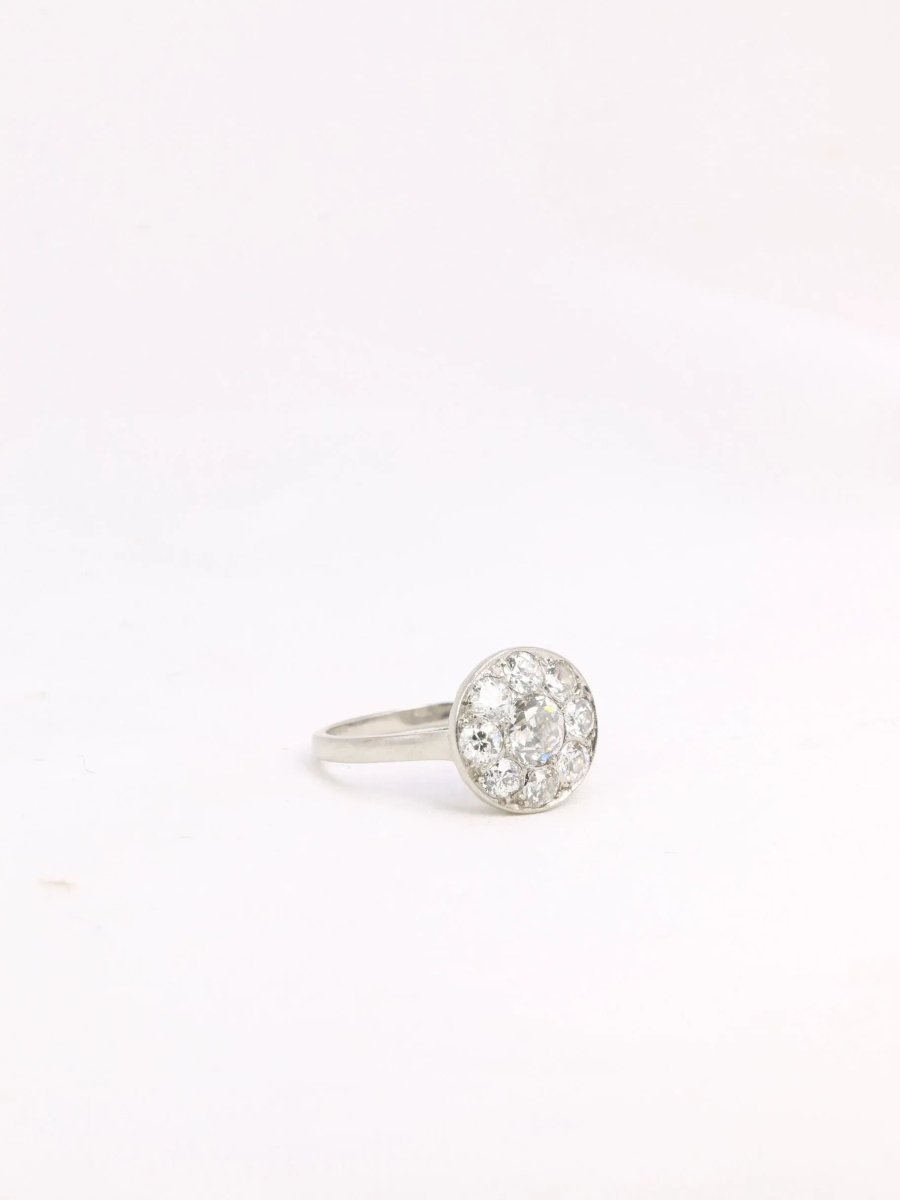 Bague Belle Epoque platine diamants taille ancienne - Castafiore