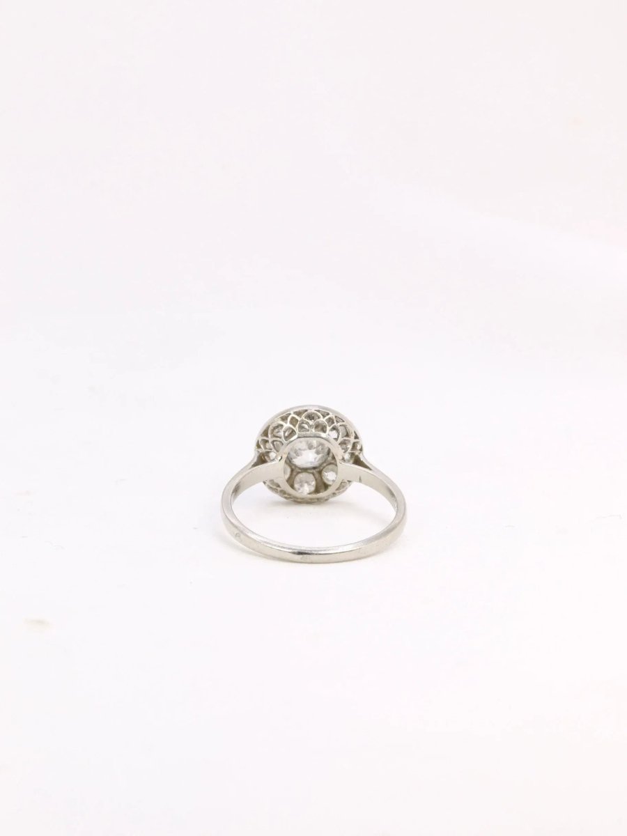 Bague Belle Epoque platine diamants taille ancienne - Castafiore