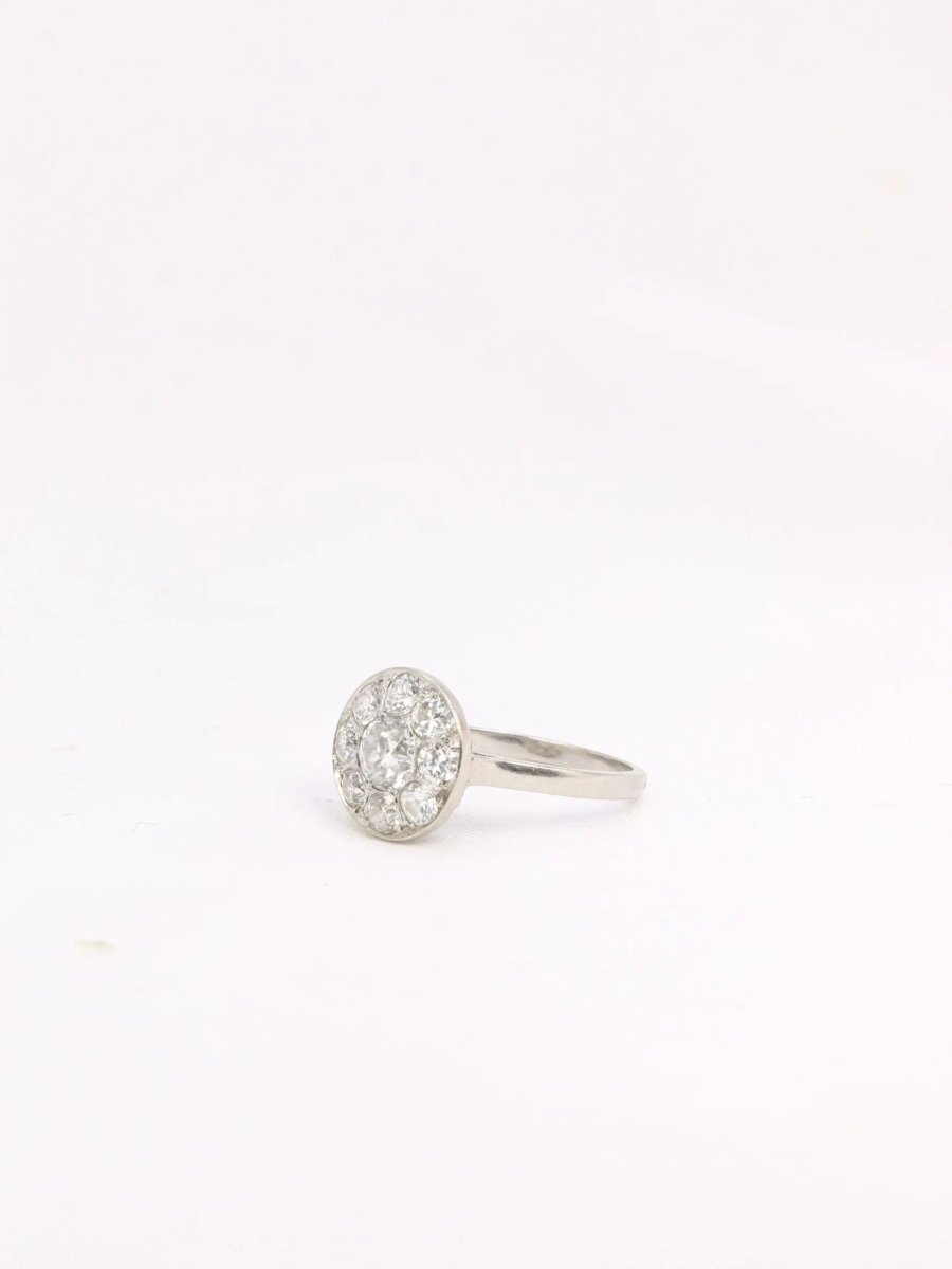 Bague Belle Epoque platine diamants taille ancienne - Castafiore