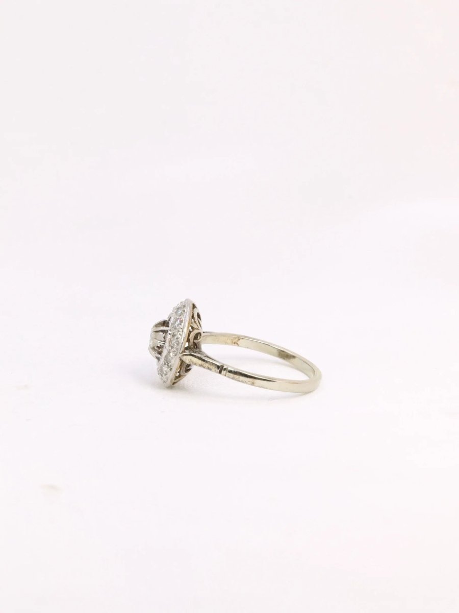 Bague Belle Epoque ronde diamants taille ancienne - Castafiore