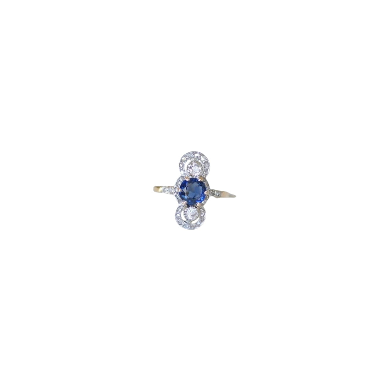 Bague Belle Epoque Saphir 1,18 Cts et Diamants - Castafiore