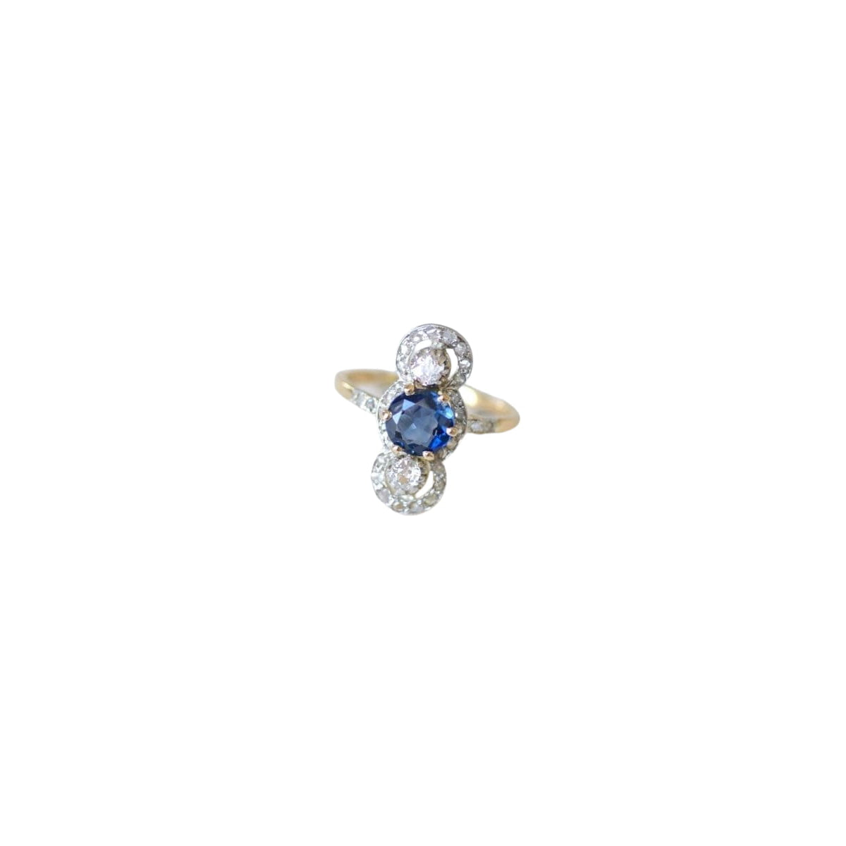 Bague Belle Epoque Saphir 1,18 Cts et Diamants - Castafiore