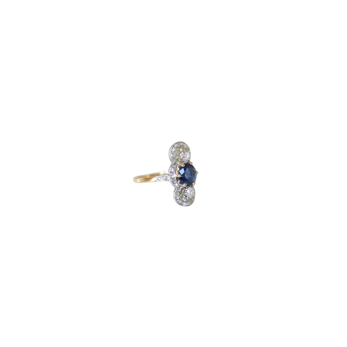 Bague Belle Epoque Saphir 1,18 Cts et Diamants - Castafiore