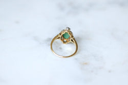 Bague Belle Epoque Turquoise Entourage Diamants - Castafiore