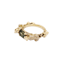 Bague BIBI VAN DER VELDEN "Family Crest Lion" en or jaune, saphir et diamants - Castafiore