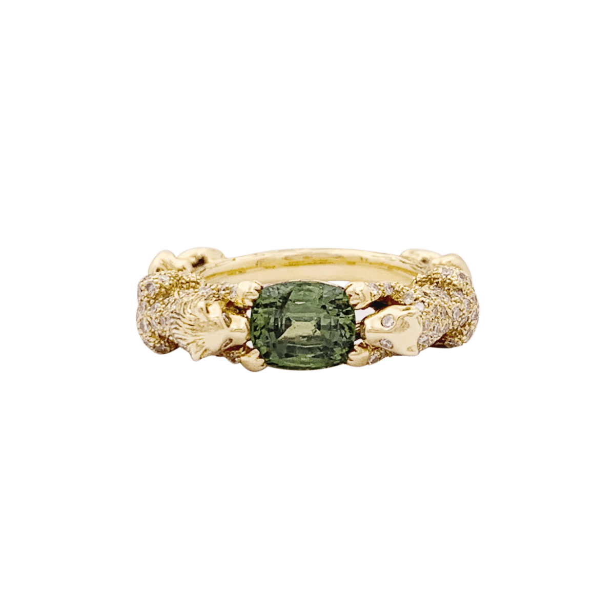 Bague BIBI VAN DER VELDEN "Family Crest Lion" en or jaune, saphir et diamants - Castafiore