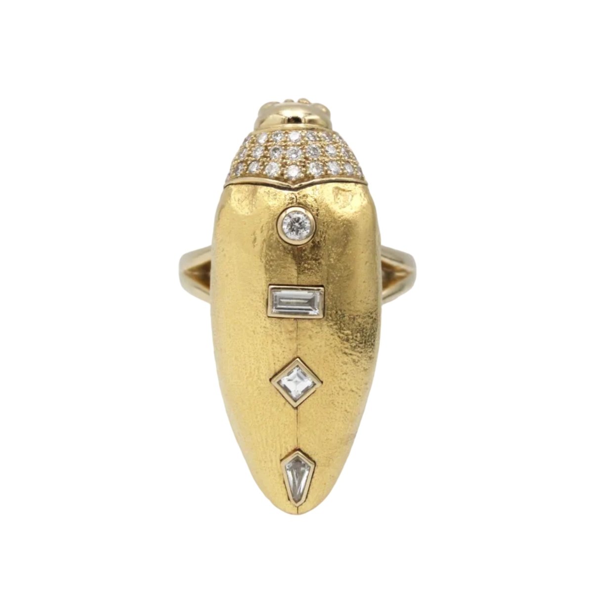 Bague BIBI VAN DER VELDEN "Scarabée" en or jaune, grenats et diamants - Castafiore