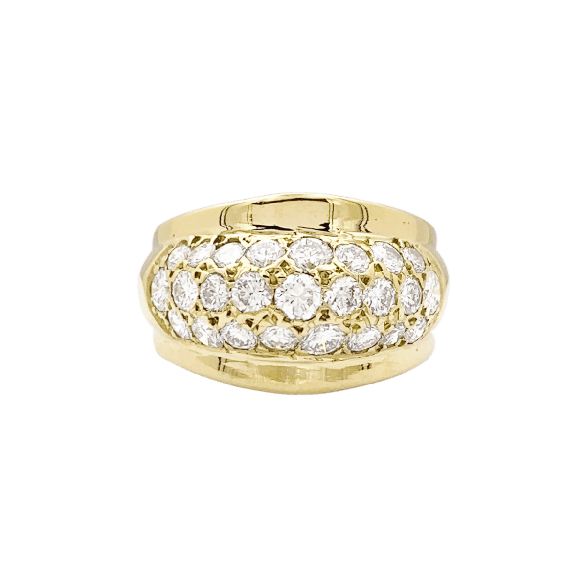 Bague bombée en or jaune et diamants. - Castafiore