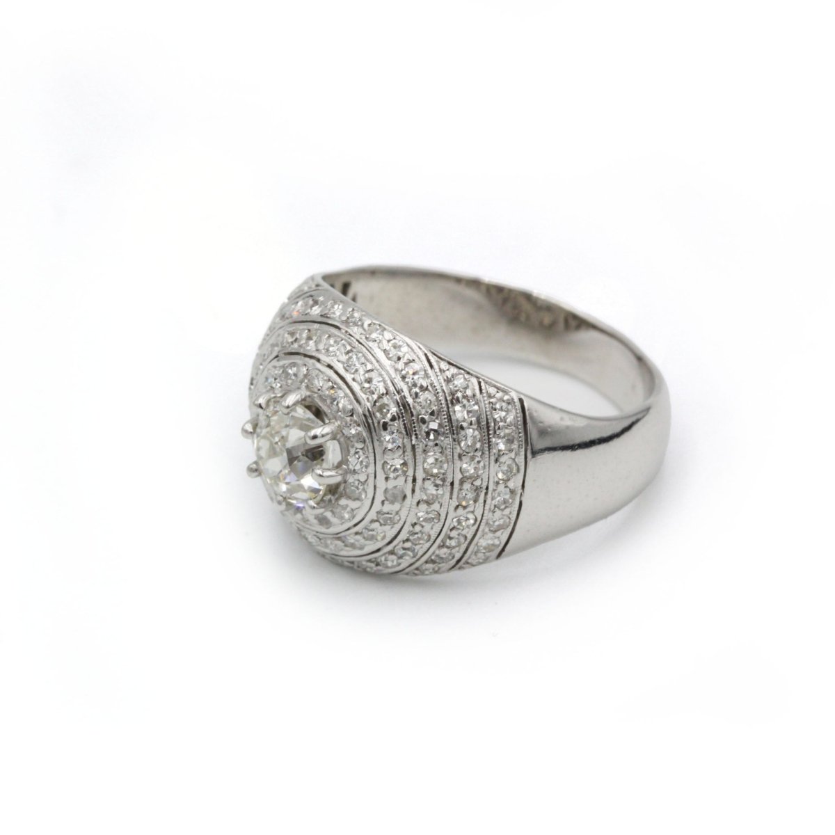 Bague Bombée - Platine & Diamants - Castafiore