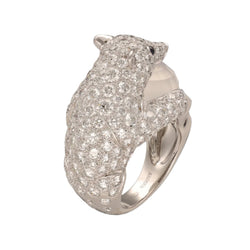Bague Boucheron " Collection animaux Ours Nanook" de 2021 avec Diamants, pierre de lune en Or gris 18k. Taille 52. Full set - Castafiore