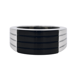 Bague BOUCHERON "Godron" en or blanc et onyx - Castafiore