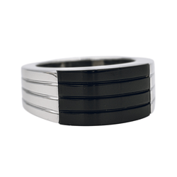 Bague BOUCHERON "Godron" en or blanc et onyx - Castafiore