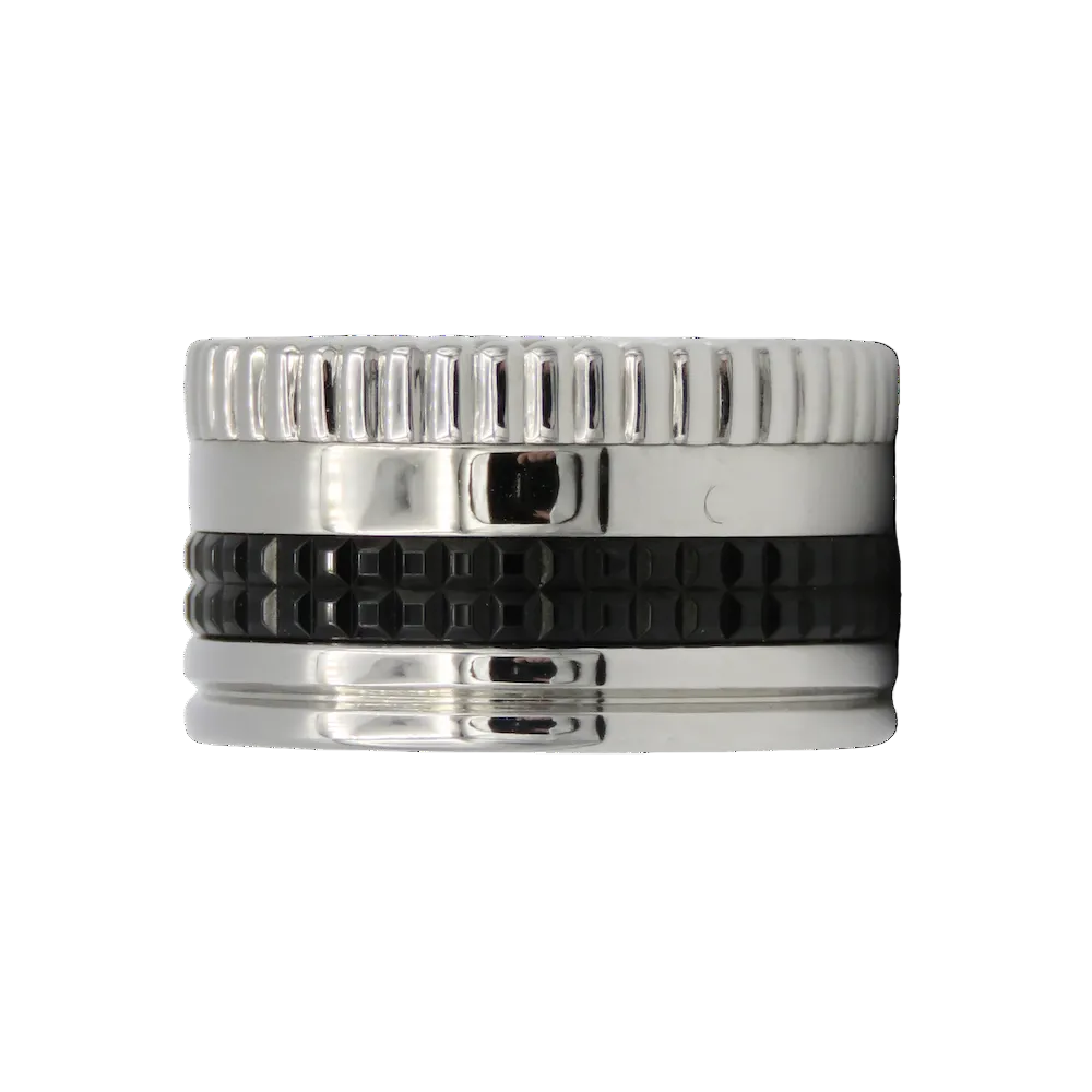 Bague Bandeau BOUCHERON Quatre Black Edition L en or blanc et PVD