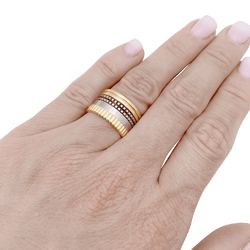 Bague Boucheron "Quatre Classique Large" en or jaune, blanc et rose - Castafiore