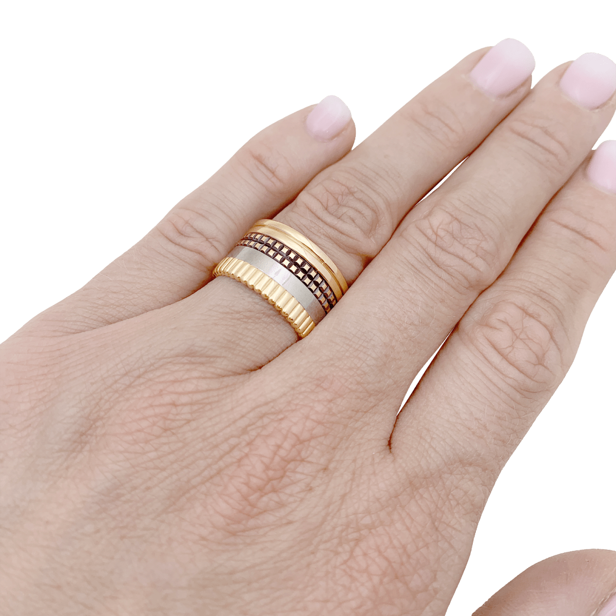 Bague Boucheron "Quatre Classique Large" en or jaune, blanc et rose - Castafiore
