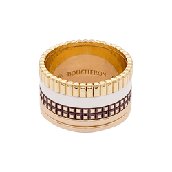 Bague Boucheron "Quatre Classique Large" en or jaune, blanc et rose - Castafiore