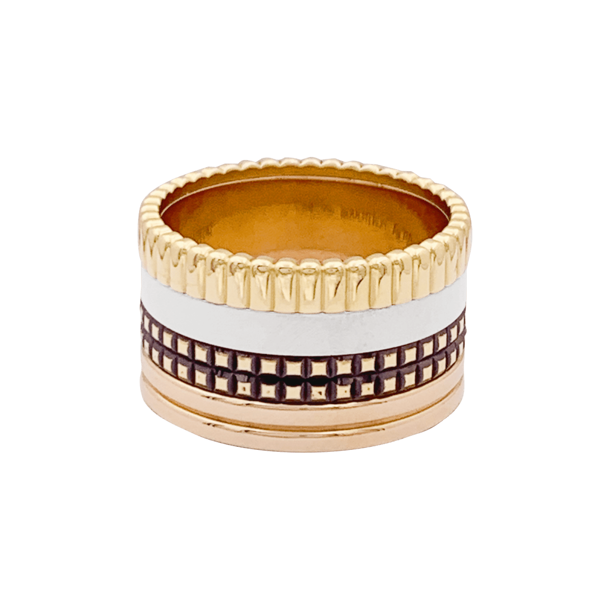 Bague Boucheron "Quatre Classique Large" en or jaune, blanc et rose - Castafiore