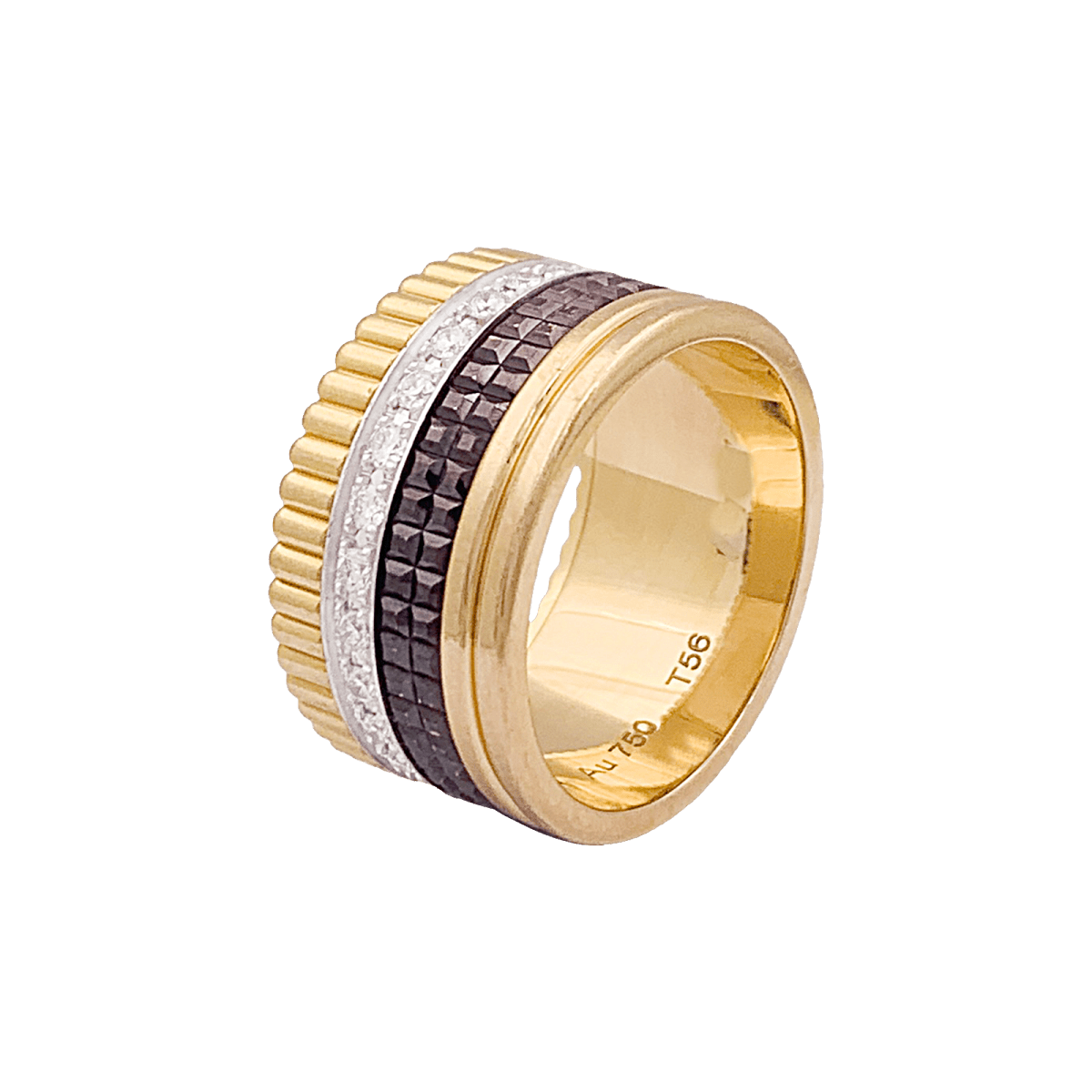 Bague Boucheron, "Quatre Classique Large", trois ors et diamants - Castafiore