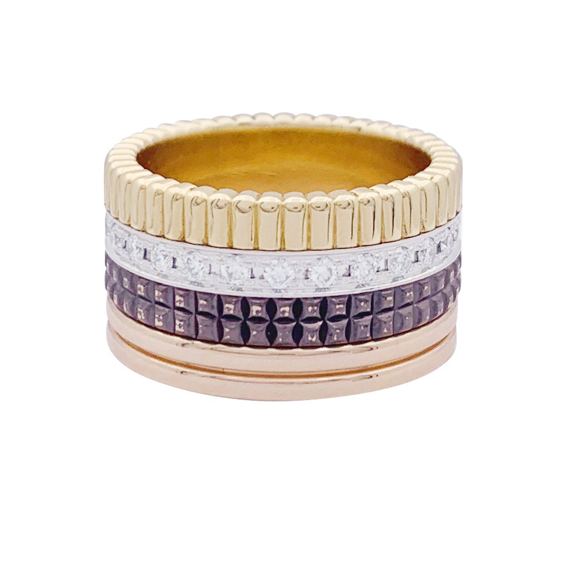Bague Boucheron, "Quatre Classique Large", trois ors et diamants - Castafiore
