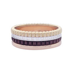 Bague Boucheron, "Quatre Classique Small", 3 ors, PVD et diamants. - Castafiore